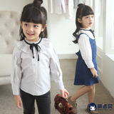 套装女童衬衫衬衣长袖2016秋装新款韩版儿童纯棉灯笼袖上衣打底衫