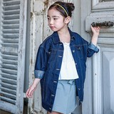 韩国进口童装正品代购2016夏款男女童儿童百搭中长款牛仔防晒外套