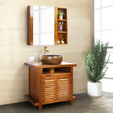 卫浴家具 中式现代仿古浴室柜组合 实木复古百叶窗镜柜洗手台盆柜
