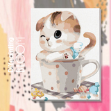 数字油画diy客厅卡通动物大幅填色手绘装饰画框可爱猫定制包邮
