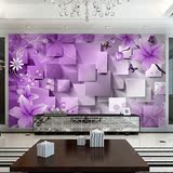 简约现代客厅电视背景墙壁纸温馨紫色花卉卧室婚房美容院墙纸壁画