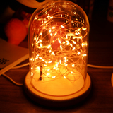 创意火树银花星星灯实木底座唯美LED玻璃罩氛围小夜灯表白神器