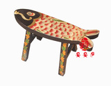 中式家具时尚创意手绘鱼形马鞍凳实木小凳子儿童凳矮凳换鞋凳包邮