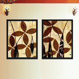 东南亚风格壁画植物个性叶 客厅装饰画玄关挂画有框双联美式推荐