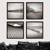 茫茫大漠沙发后装饰画 有框客厅简约餐厅 现代黑白摄影风景新款