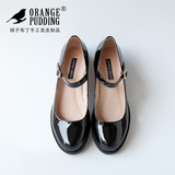 橘子布丁vintage复古日系圆头中跟粗跟玛丽珍厚底单鞋松糕女鞋O35