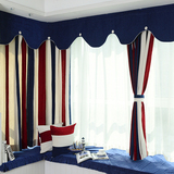重庆实体地中海雪尼尔窗帘加厚条纹窗纱客厅卧室飘窗阳台成品定制