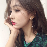 日韩国s925纯银锆石珍珠弧形耳线耳环气质百搭简约时尚潮流女礼物