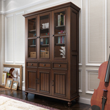美式乡村卧室家具红椿木书柜两门三门四门现代复古实木欧式储物柜