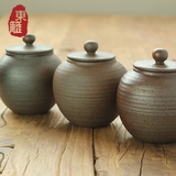 东篱中号粗陶茶叶罐包装罐陶罐摆件日式陶瓷密封罐普洱紫砂醒茶罐