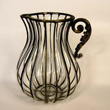 促销铁艺玻璃花瓶 欧式水壶形花瓶 正品原玻 铁艺花瓶 地中海花瓶