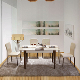 北欧宜家可伸缩折叠餐桌餐椅子组合多功能 钢化玻璃现代简约餐台
