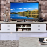 白色实木电视柜茶几组合简约现代长方形大理石电视柜地柜带抽屉