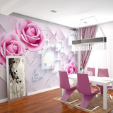 欧式3D立体客厅电视背景墙壁纸温馨卧室无纺布墙纸壁画无缝玫瑰花