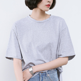 四色 夏季女装新款韩版宽松T恤女短袖 圆领套装纯色学生上衣学院