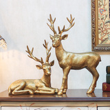 欧式创意麋鹿摆件客厅电视柜树脂工艺品样板书房家居软装饰品大号