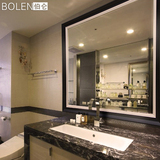 高端大气黑色边框长方形浴室镜卫生间墙壁挂简约现代洗手盆前镜子