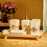 欧式卫浴洗漱套装陶瓷刷牙杯漱口杯套装卫浴五件套浴室用品卫生间