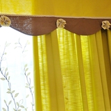 美式乡村中式现代纯色黄绿色亚麻棉麻客厅卧室窗帘布料定制做