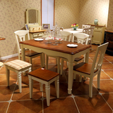 雅然居 地中海餐桌 实木欧式田园餐桌椅 黄面 美式乡村一桌四六椅
