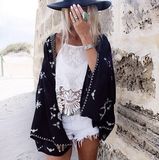 夏季新款复古刺绣宽松披肩防晒衣旅游度假短外套开衫沙滩外搭女夏