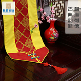 古典桌旗盖布茶几布艺中式现代圆形餐桌布餐垫红木中国风棉麻刺绣