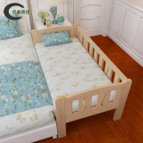 实木儿童床带护栏拼接床婴儿床单人床加宽加长男孩女孩单床公主床