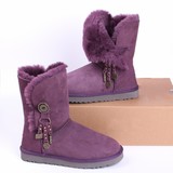 最新款澳洲羊皮毛一体中筒雪地靴 冬季保暖女鞋靴子流苏 特价包邮