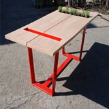 美式创意红色餐桌简约实木餐台桌小户型家用饭桌餐厅咖啡馆6人桌