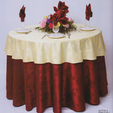 定制复古富贵花纹圆桌布米黄色方台布婚庆喜庆酒红色餐桌椅套套装
