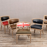 欧式实木餐椅 美式复古宜家休闲椅子 酒店吧创意咖啡餐厅靠背餐椅