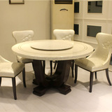 精品大理石园桌 欧式餐桌椅组合 西餐桌组装古典家用酒店家具包邮