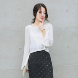 2016夏季新款女装  韩版圆领喇叭袖薄款针织防晒衫长袖T恤纯色