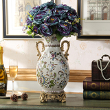 欧式桌面陶瓷大花瓶花插美式高档招财花器摆件房间卧室客厅装饰品