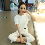2016夏季新款女装韩版潮休闲运动服套装显瘦短袖卫衣七分裤两件套