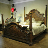 新古典实木雕花双人床美式简欧橡木法式公主婚床后现代酒店1.8米