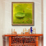 大芬纯手绘动物荷花池九鲤鱼油画欧式中式客厅餐厅别墅装饰挂画9