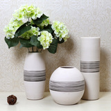 欧式创意客厅家居软装饰品陶瓷器小花瓶陶艺三件套摆件工艺品摆件