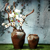 创意粗陶陶瓷陶罐土陶花瓶客厅家居软装饰品插花玄关摆件复古花器