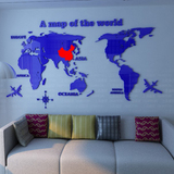 3D亚克力水晶电视背景墙办公室书房墙饰励志地球世界地图立体墙贴