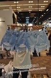 晴掌柜东大门代购批发 2016韩国NEW WAVE 女休闲做旧破洞牛仔短裤