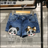 自然元素 专柜正品代购 2016夏 熊猫画报 牛仔短裤XNK01原价590