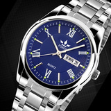瑞士正品翡浪防水手表 不锈钢表带 男士日历腕表 非机械石英腕表