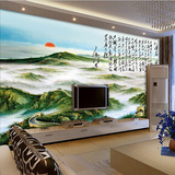 大型壁画中式山水国画万里长城3d立体电视客厅背景装饰墙纸壁纸