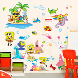 海绵宝宝墙贴儿童房卧室幼儿园卡通墙画自粘壁纸墙壁贴纸贴画包邮