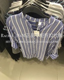H&M HM女装专柜正品折扣代购 6月 可挽袖立领竖条纹衬衫 3色