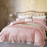 欧式简约蕾丝纯色四件套 法式浪漫公主风婚庆样板房奢华床上用品