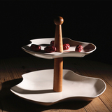 欧式双层陶瓷蛋糕盘架 客厅创意下午茶甜品点心架 干果水果盘包邮
