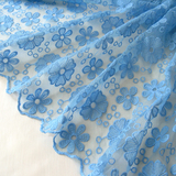 双边蕾丝湖蓝和玫红色欧根纱水溶刺绣蕾丝面料 服装diy布料 120cm