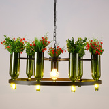 简约现代创意餐厅吧台个性酒瓶吊灯咖啡厅盆栽植物玻璃LED吊灯